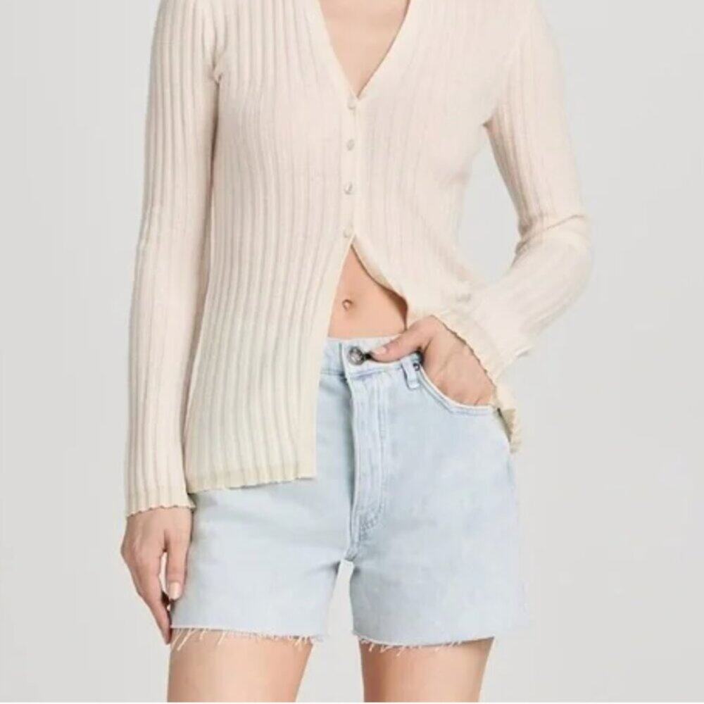 Rag & Bone Vintage Cut-Off High-Rise Midi Denim Shorts in Kelsey Wash